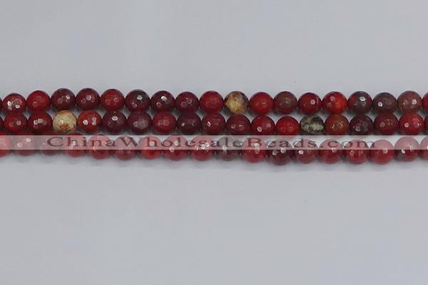 CAJ760 15.5 inches 8mm faceted round apple jasper beads