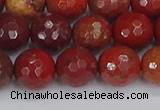 CAJ761 15.5 inches 10mm faceted round apple jasper beads