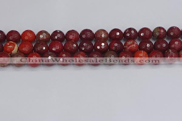 CAJ762 15.5 inches 12mm faceted round apple jasper beads