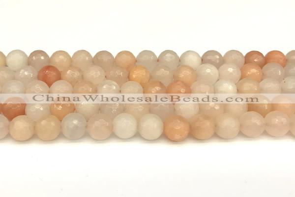 CAJ821 15 inches 8mm faceted round pink aventurine beads