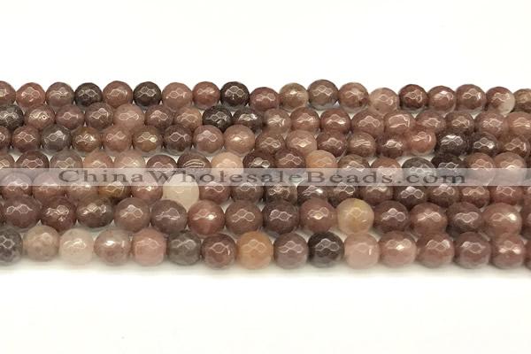 CAJ835 15 inches 6mm faceted round purple aventurine beads
