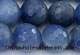 CAJ856 15 inches 10mm faceted round blue aventurine beads