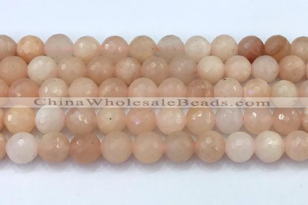 CAJ859 15 inches 10mm faceted round pink aventurine beads