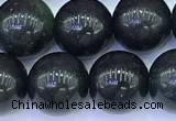 CAJ869 15 inches 10mm round black jade gemstone beads