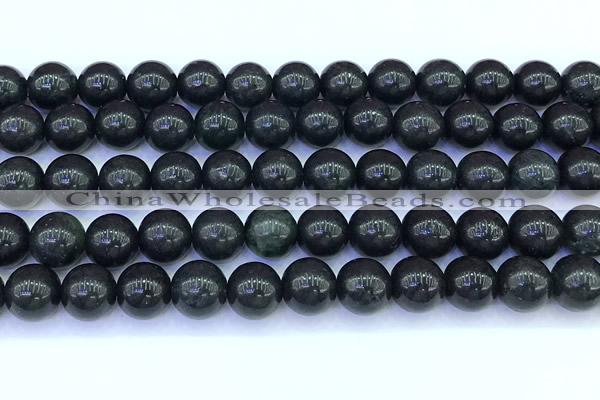 CAJ869 15 inches 10mm round black jade gemstone beads