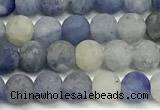 CAJ875 15 inches 4mm round matte blue aventurine beads