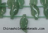 CAJ89 Top-drilled 10*20mm carved leaf green aventurine beads wholesale