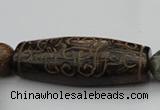 CAL03 14.5 inches 25*60mm carved drum agalmatolite beads