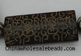 CAL09 14.5 inches 25*55mm carved rectangle agalmatolite beads