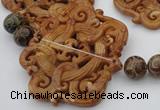 CAL33 14.5 inches 60*70mm carved agalmatolite beads