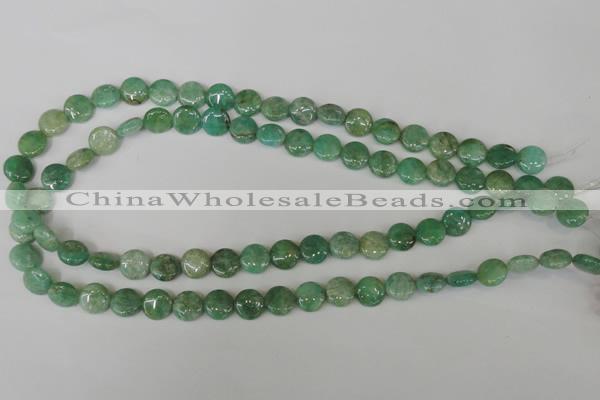 CAM1015 15.5 inches 10mm flat round natural Russian amazonite beads