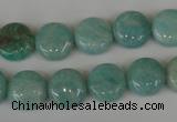 CAM1017 15.5 inches 12mm flat round natural Russian amazonite beads