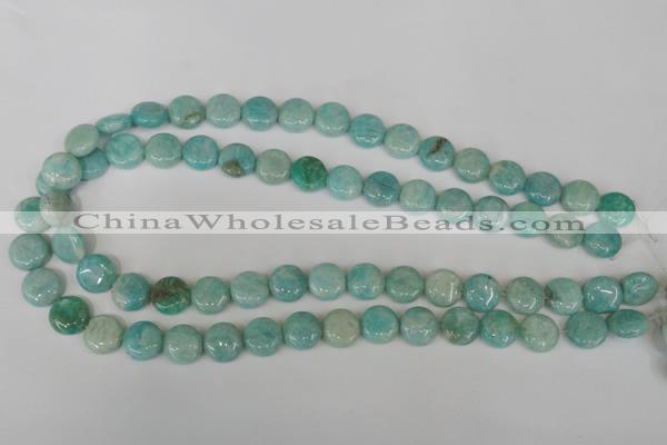 CAM1017 15.5 inches 12mm flat round natural Russian amazonite beads