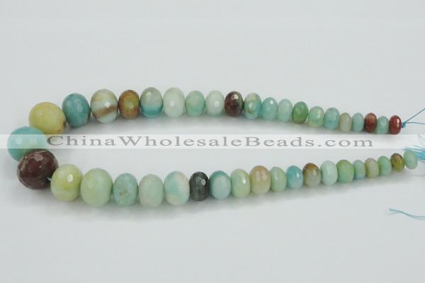 CAM107 15.5 inches multi-size faceted rondelle amazonite gemstone beads