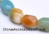 CAM11 faceted pebble 7*12mm natural amazonite beads Wholesale