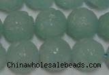 CAM1125 15.5 inches 14mm carved round amazonite beads wholesale