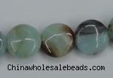 CAM122 15.5 inches 16mm flat round amazonite gemstone beads