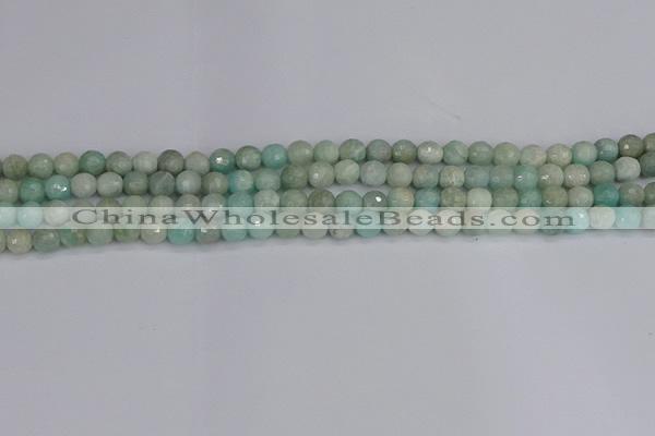 CAM1450 15.5 inches 4mm faceted round amazonite gemstone beads