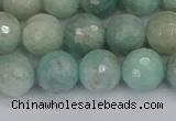 CAM1453 15.5 inches 10mm faceted round amazonite gemstone beads