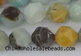 CAM1468 15.5 inches 10mm faceted nuggets black amazonite beads