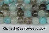 CAM1480 15.5 inches 4mm round Madagascar black amazonite beads