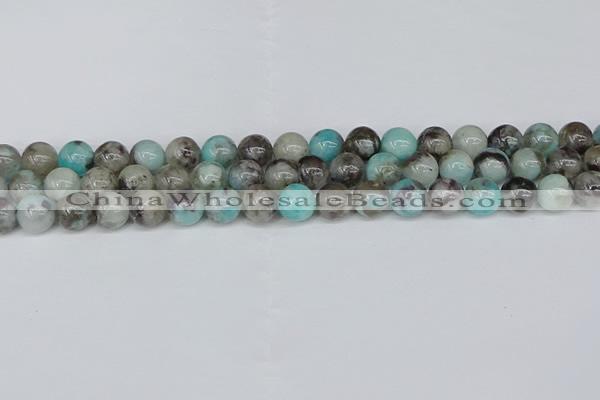 CAM1482 15.5 inches 8mm round Madagascar black amazonite beads