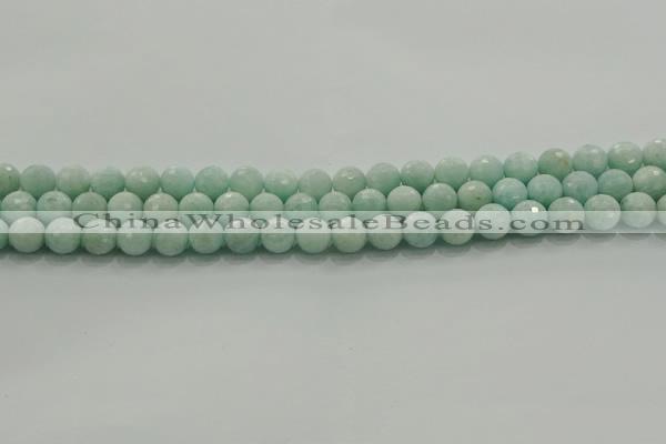 CAM1512 15.5 inches 8mm faceted round natural peru amazonite beads