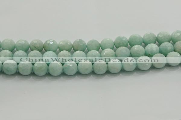 CAM1515 15.5 inches 14mm faceted round natural peru amazonite beads