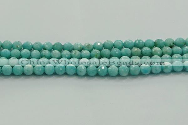 CAM1522 15.5 inches 8mm faceted round natural peru amazonite beads