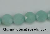 CAM155 15.5 inches 12mm faceted coin amazonite gemstone beads