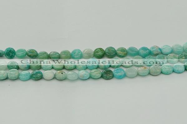 CAM1591 15.5 inches 8mm flat round Russian amazonite beads