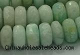 CAM1614 15.5 inches 8*12mm faceted rondelle peru amazonite beads