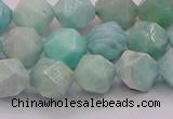 CAM1623 15.5 inches 10mm faceted nuggets amazonite gemstone beads