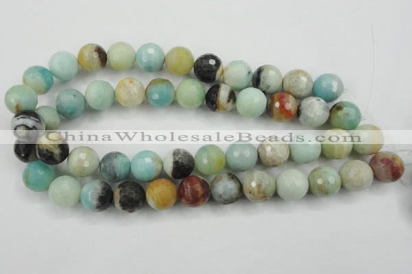 CAM166 15.5 inches 16mm faceted round amazonite gemstone beads