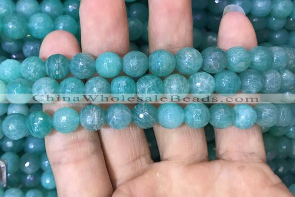 CAM1664 15.5 inches 12mm faceted round Russian amazonite beads