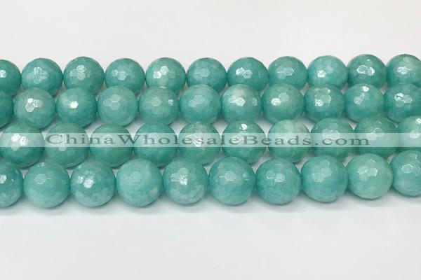 CAM1758 15 inches 12mm faceted round AB-color imitation amazonite beads