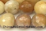 CAM1776 15 inches 8mm faceted round yellow amazonite beads