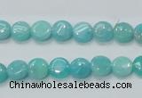 CAM300 15.5 inches 8mm flat round natural peru amazonite beads