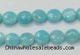 CAM301 15.5 inches 10mm flat round natural peru amazonite beads