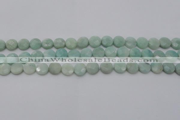 CAM363 15.5 inches 10mm faceted coin amazonite gemstone beads