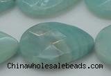 CAM365 15.5 inches 22*30mm faceted flat teardrop amazonite beads