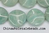 CAM412 15.5 inches 20mm wavy coin natural russian amazonite beads