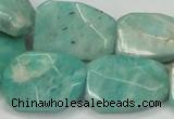 CAM413 18*25mm faceted & twisted rectangle natural russian amazonite beads