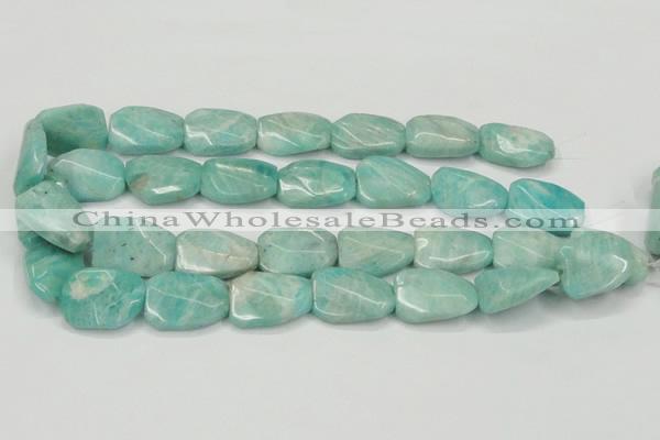 CAM413 18*25mm faceted & twisted rectangle natural russian amazonite beads