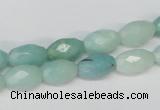 CAM604 15.5 inches 8*12mm faceted rice Chinese amazonite gemstone beads