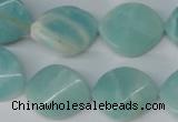 CAM607 15.5 inches 18*22mm twisted oval Chinese amazonite beads