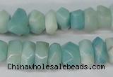 CAM611 15.5 inches 6*14mm faceted nugget Chinese amazonite beads