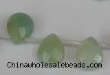 CAM634 Top-drilled 8*10mm faceted flat teardrop Chinese amazonite beads