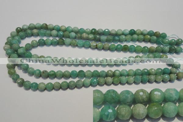 CAM812 15.5 inches 8mm faceted round Brazilian amazonite beads