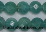 CAM942 15.5 inches 14mm faceted coin amazonite gemstone beads